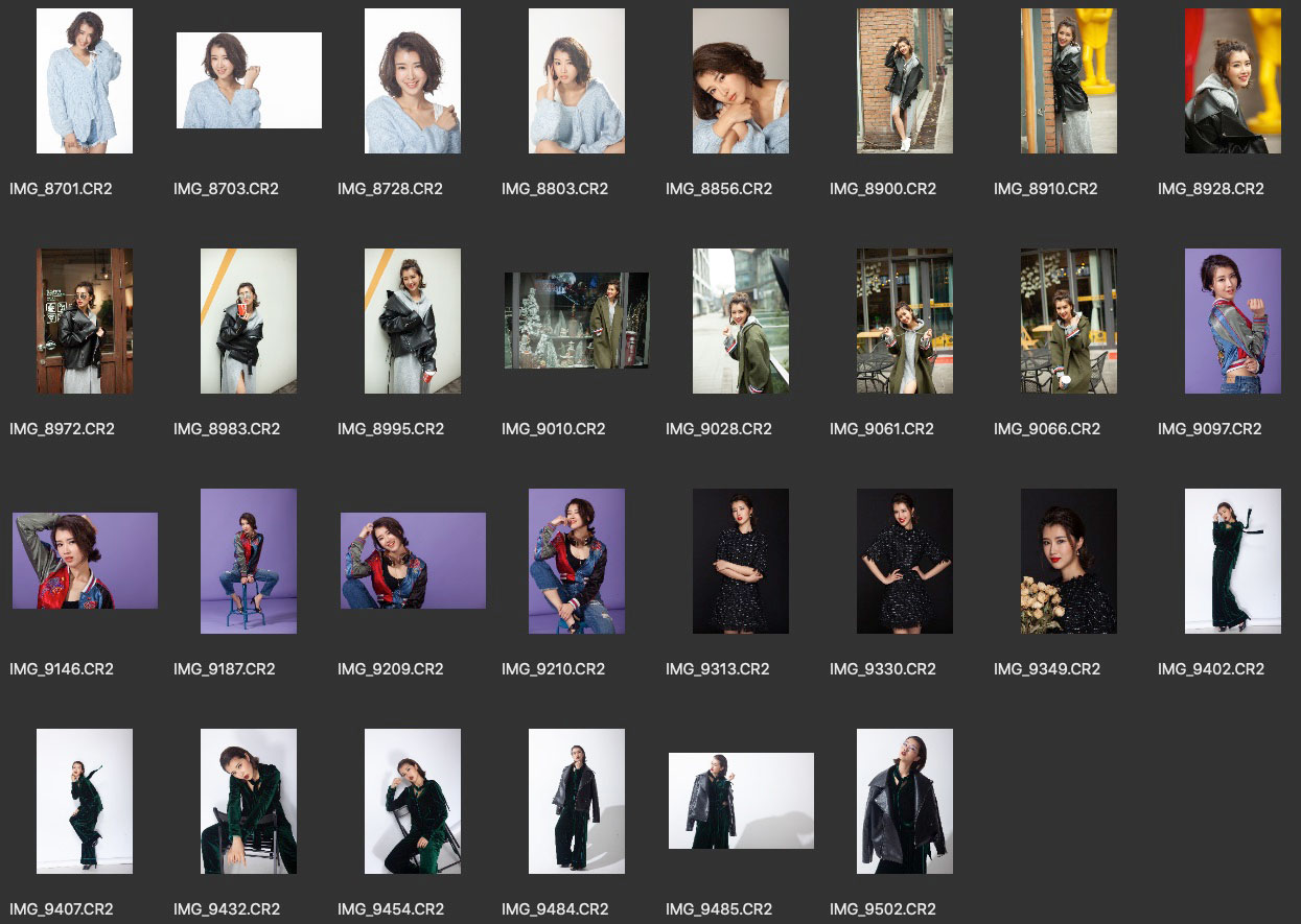 【推荐】人像修图素材 奚望早期棚内拍摄 CR2格式未修原图 六套服装合集